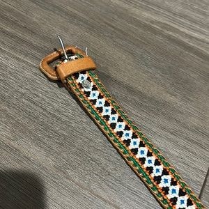 Handmade leather embroidered belt